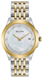 Bulova Diamond Biały/Stal w odcieniu złota Ø36 mm 98S161