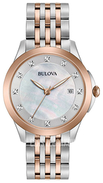 Bulova Diamond Biały/Stal w kolorze różowego złota Ø36 mm 98S162
