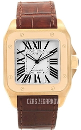Cartier Santos Santos 100 Srebrny/Skóra 38x38 mm W20071Y1