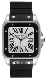 Cartier Santos Santos 100 Srebrny/Guma 38x38 mm W20121U2