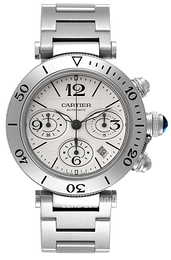 Cartier Pasha Seatimer Srebrny/Stal Ø41.5 mm W31089M7