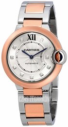 Cartier Ballon Blue Srebrny/18 karatowe różowe złoto Ø36 mm W3BB0013