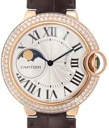 Cartier Ballon Blue Srebrny/Skóra Ø37 mm WJBB0027