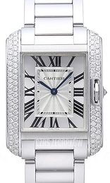 Cartier Tank Anglaise Srebrny/18 karatowe białe złoto WT100028