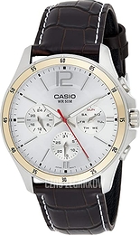 Casio Enticer  Srebrny/Skóra Ø43.5 mm MTP-1374L-7AVDF