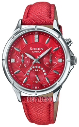 Casio Sheen Czerwony/Skóra Ø35.3 mm SHE-3047L-4AUER