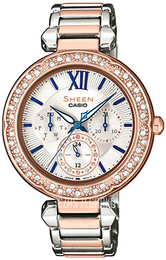 Casio Sheen Srebrny/Stal w kolorze różowego złota Ø34 mm SHE-3061SPG-7BUER