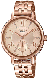 Casio Sheen Różowe złoto/Stal w kolorze różowego złota Ø34 mm SHE-3066PG-4AUEF