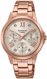 Casio Sheen Srebrny/Stal w kolorze różowego złota Ø35 mm SHE-3516PG-9AUEF