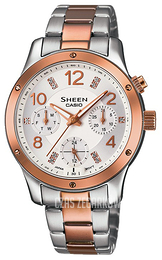 Casio Sheen Srebrny/Stal w kolorze różowego złota Ø34 mm SHE-3807SPG-7AUER