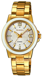 Casio Sheen Biały/Stal w odcieniu złota Ø31 mm SHE-4512G-7A