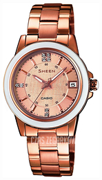 Casio Sheen Różowe złoto/Stal w kolorze różowego złota Ø31 mm SHE-4512PG-9A