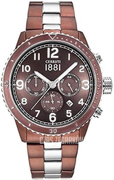 Cerruti 1881 Brązowy/Stal Ø46 mm CRA104SBR12MBRT-I