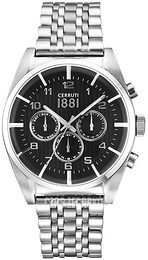 Cerruti 1881 Czarny/Stal Ø43 mm CRA109SN02MS