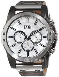 Cerruti 1881 Srebrny/Skóra Ø47 mm CRA130SUT04GY