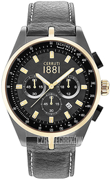 Cerruti 1881 Czarny/Skóra Ø44 mm CRA150SUG13BK