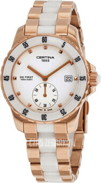 Certina DS First Biały/Stal w odcieniu złota Ø34.8 mm C014.235.33.011.00