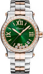 Chopard Happy Sport Zielony/18 karatowe różowe złoto Ø36 mm 278582-6008
