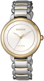 Citizen Eco Drive 180 Biały/Stal w odcieniu złota Ø31 mm EM0674-81A
