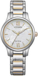 Citizen Dress Biały/Stal w odcieniu złota Ø30 mm EM0895-73A