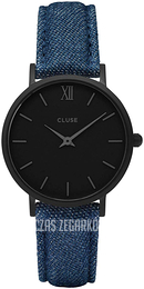 Cluse Minuit Czarny/Skóra Ø33 mm CL30031