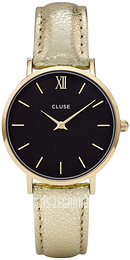 Cluse Minuit Czarny/Skóra Ø33 mm CL30037