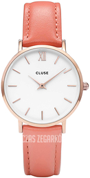 Cluse Minuit Biały/Skóra Ø33 mm CL30045