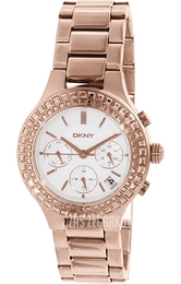 DKNY Crystal Biały/Stal w kolorze różowego złota Ø38 mm NY2261