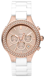 DKNY Chronograph Różowe złoto/Czeramiczna Ø46 mm NY8261