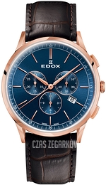 Edox Les Bemonts Niebieski/Skóra Ø42 mm 10236-37RC-BUIR