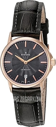 Edox Les Bemonts Czarny/Skóra Ø28 mm 57001-37R-GIR