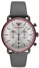 Emporio Armani Aviator Srebrny/Skóra Ø43 mm AR11384