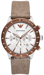 Emporio Armani Mario Chrono Biały/Tkanina Ø43 mm AR11452