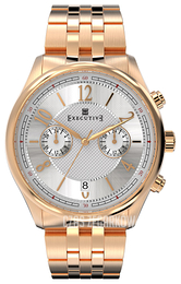 Executive Button Down Srebrny/Stal w kolorze różowego złota Ø41 mm EX-1006-13