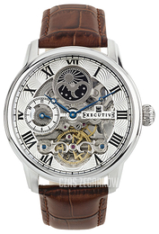 Executive Nicky Srebrny/Skóra Ø44 mm EX-1012-03