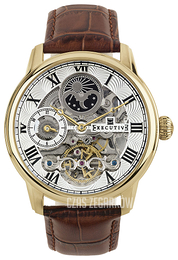 Executive Nicky Srebrny/Skóra Ø44 mm EX-1012-05