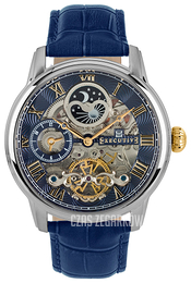 Executive Nicky Niebieski/Skóra Ø44 mm EX-1012-07