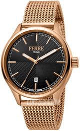 Ferrè Milano Federico Czarny/Stal w kolorze różowego złota Ø42 mm FM1G143M0071
