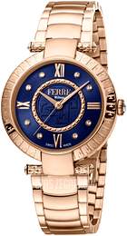 Ferrè Milano Niebieski/Stal w kolorze różowego złota Ø36 mm FM1L104M0091