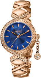 Ferrè Milano Vicenza Niebieski/Stal w kolorze różowego złota Ø32 mm FM1L122M0041