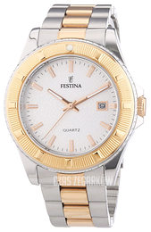 Festina Dress Biały/Stal w odcieniu złota Ø40 mm F16685-1