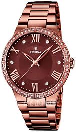 Festina Mademoiselle Brązowy/Stal w kolorze różowego złota Ø36 mm F16801-2