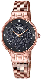 Festina Mademoiselle Czarny/Stal w kolorze różowego złota Ø30.5 mm F20387-3