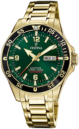 Festina Zielony/Stal w odcieniu złota Ø42.3 mm F20479-3