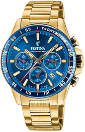 Festina Timeless Niebieski/Stal w odcieniu złota Ø43.5 mm F20634-3