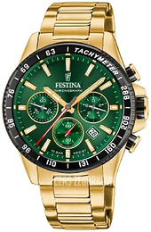 Festina Timeless Zielony/Stal w odcieniu złota Ø43.5 mm F20634-4