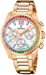Festina Boyfriend Biały/Stal w kolorze różowego złota Ø38 mm F20639-2