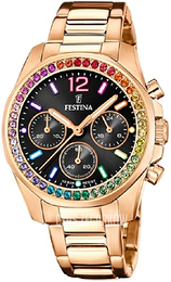 Festina Boyfriend Czarny/Stal w kolorze różowego złota Ø38 mm F20639-3