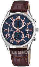 Festina Retro Niebieski/Skóra Ø42 mm F6855-3