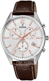 Festina Srebrny/Skóra Ø41.5 mm F6860-5